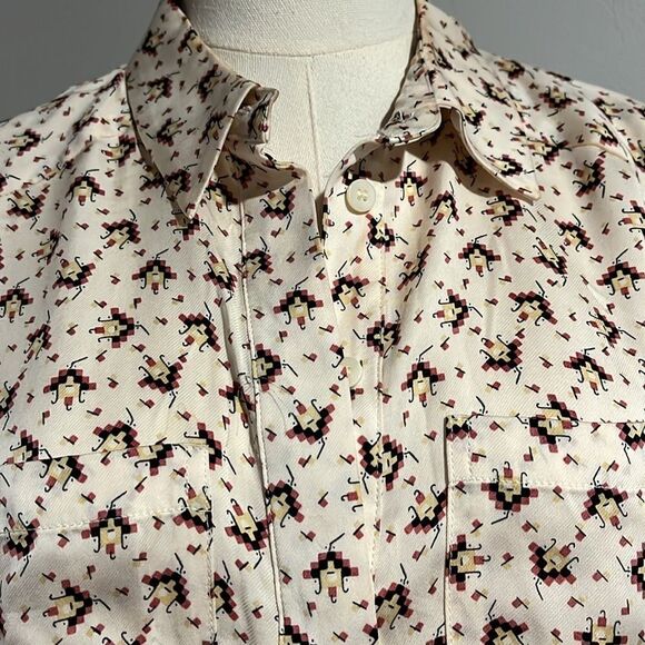 Reiss NWOT Pia Printed Geometric half button up - 2 ($228) - Picture 6 of 15